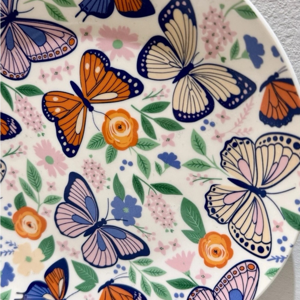 Elum Home Set Of 4 Appetizer Plates 7.5” Butterfly Porcelain Home Decor Dining - Picture 3 of 5